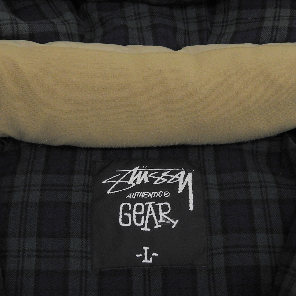 stussy ステューシー オールドステューシー GEAR ロゴワッペン フーディ ダウンジャケット メンズ ベージュ L 90's ジャケット