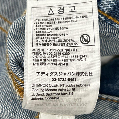 adidas アディダス 26年製 インディゴ スリーストライプ/トレフォイルロゴ刺繍 ワイドデニムパンツ ボトムス