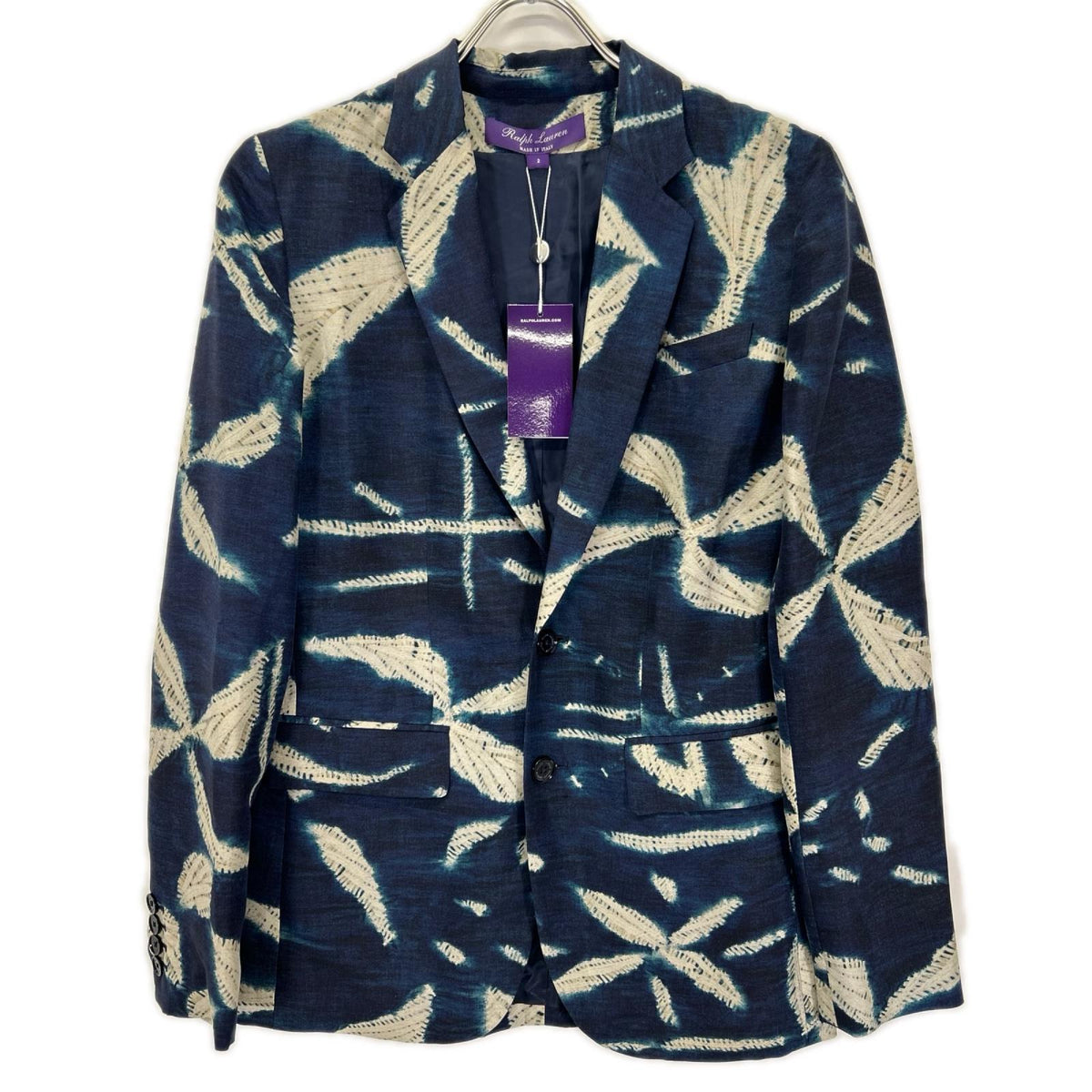 RalphLauren PURPLE LABEL ラルフローレン パープルレーベル ネイビー 総柄 シルク100 2Bテーラードジャケット ジャケット