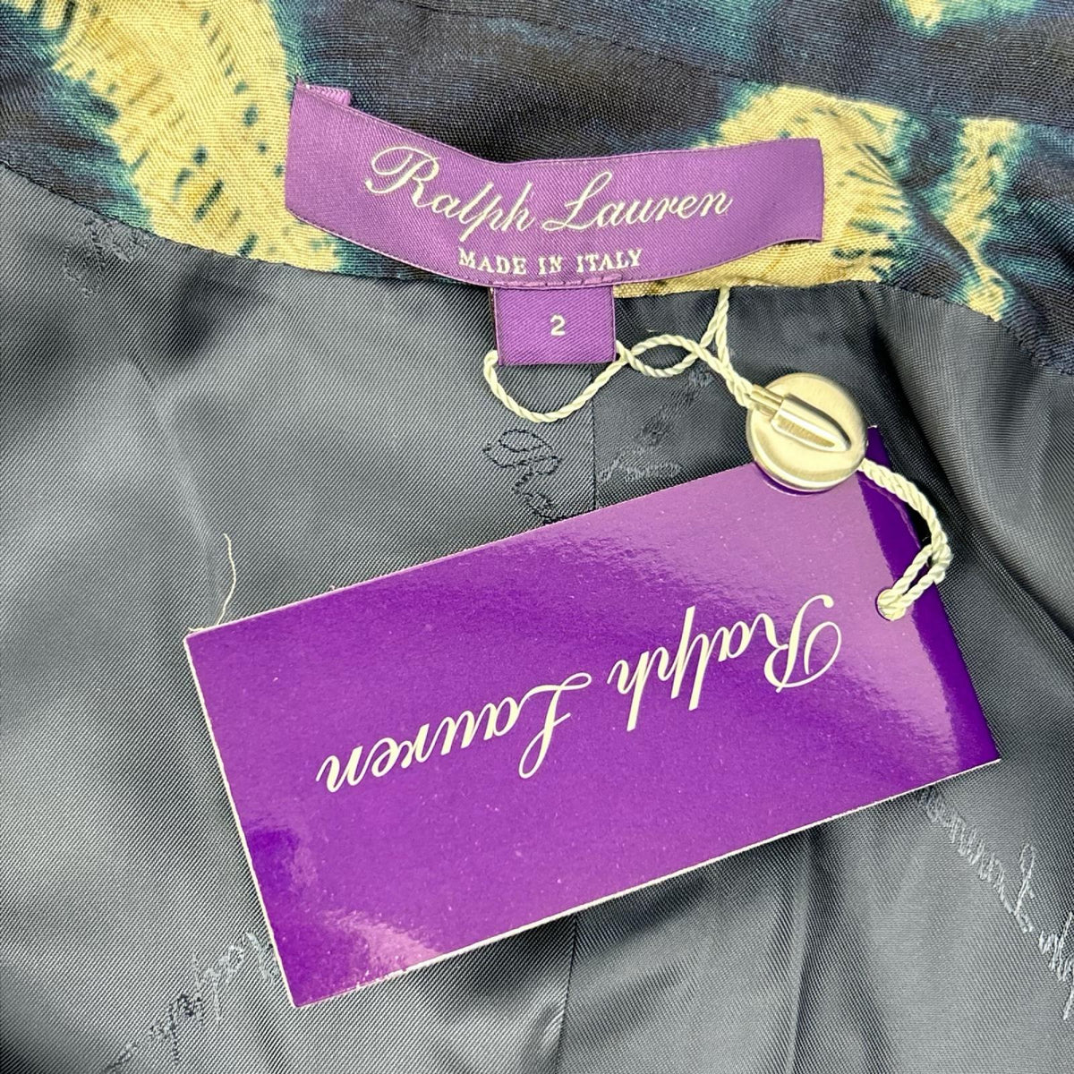 RalphLauren PURPLE LABEL ラルフローレン パープルレーベル ネイビー 総柄 シルク100 2Bテーラードジャケット ジャケット