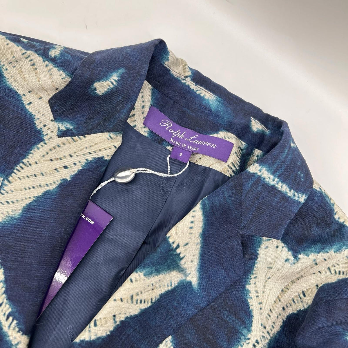 RalphLauren PURPLE LABEL ラルフローレン パープルレーベル ネイビー 総柄 シルク100 2Bテーラードジャケット ジャケット