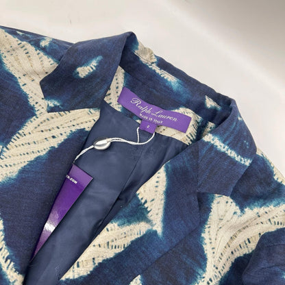 RalphLauren PURPLE LABEL ラルフローレン パープルレーベル ネイビー 総柄 シルク100 2Bテーラードジャケット ジャケット