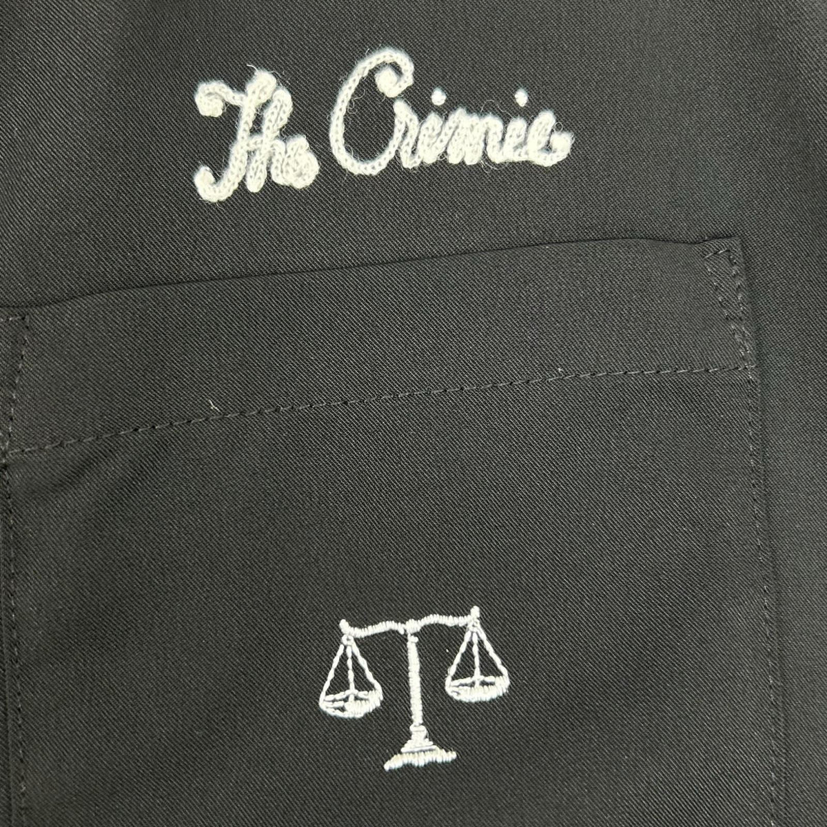CRIMIE クライミー ブラック 天秤刺繍ツイルストレッチシャツ トップス