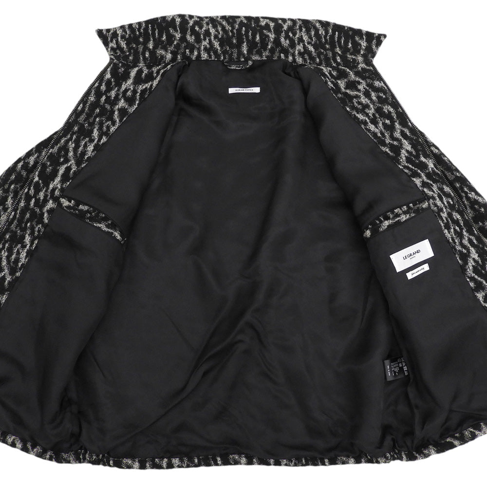 美品 Leopard BZ モノトーン ジップブルゾン メンズ ブラック アイボリー L ジャケット