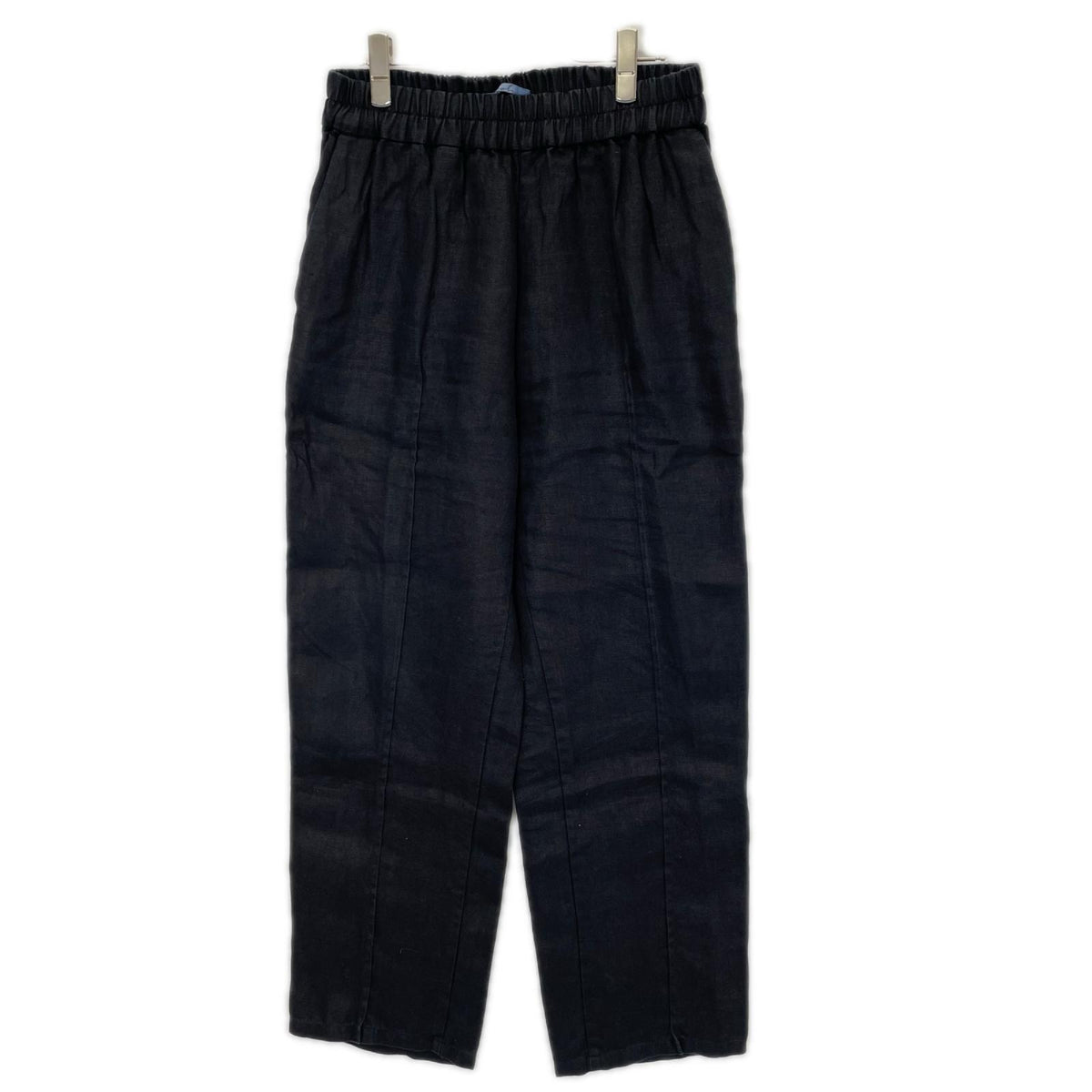 semoh セモー ブラック リネン100 Linen Pin Tuck Trousers ボトムス