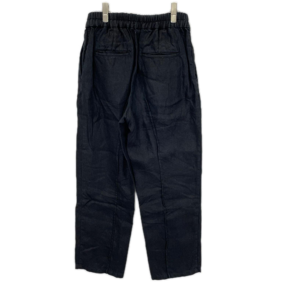 semoh セモー ブラック リネン100 Linen Pin Tuck Trousers ボトムス