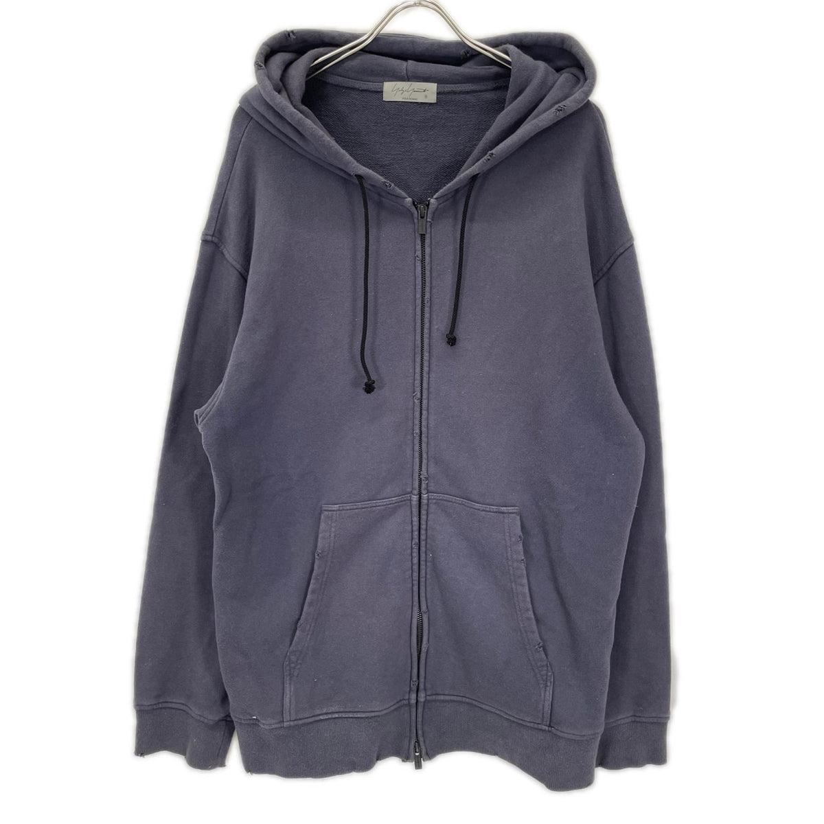 Yohji Yamamoto POUR HOMME ヨウジヤマモトプールオム HJ-T40-073 23AW パープル DISTRESSED FLEECE ZIP-UP HOODIE ダメージ加工 スウェットジップアップ パーカー トップス