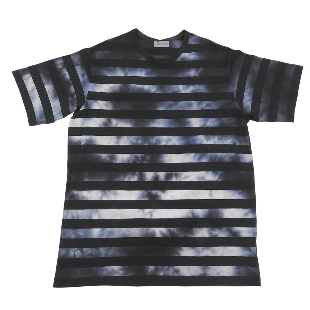 Yohji Yamamoto POUR HOMME ヨウジヤマモトプールオム Tie-Dye Stripe T-Shirt タイダイボーダーTシャツ メンズ 黒×青 3 HZ-T38-099 23SS トップス