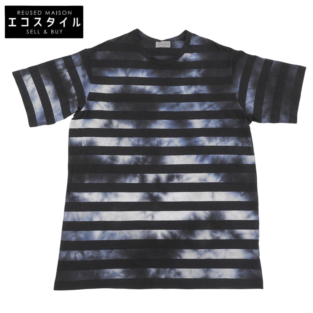 Yohji Yamamoto POUR HOMME ヨウジヤマモトプールオム Tie-Dye Stripe T-Shirt タイダイボーダーTシャツ メンズ 黒×青 3 HZ-T38-099 23SS トップス