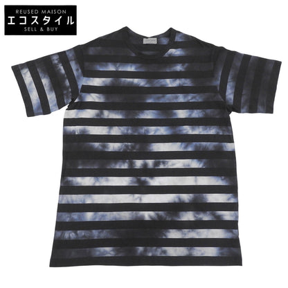 Yohji Yamamoto POUR HOMME ヨウジヤマモトプールオム Tie-Dye Stripe T-Shirt タイダイボーダーTシャツ メンズ 黒×青 3 HZ-T38-099 23SS トップス