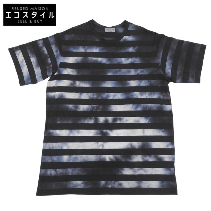 Yohji Yamamoto POUR HOMME ヨウジヤマモトプールオム Tie-Dye Stripe T-Shirt タイダイボーダーTシャツ メンズ 黒×青 3 HZ-T38-099 23SS トップス