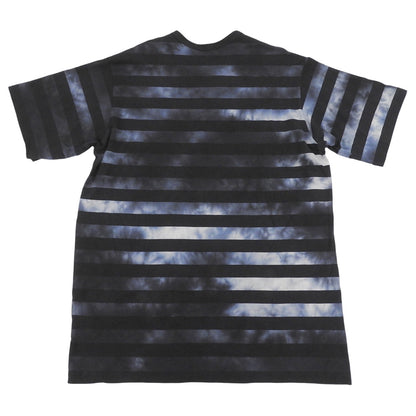 Yohji Yamamoto POUR HOMME ヨウジヤマモトプールオム Tie-Dye Stripe T-Shirt タイダイボーダーTシャツ メンズ 黒×青 3 HZ-T38-099 23SS トップス