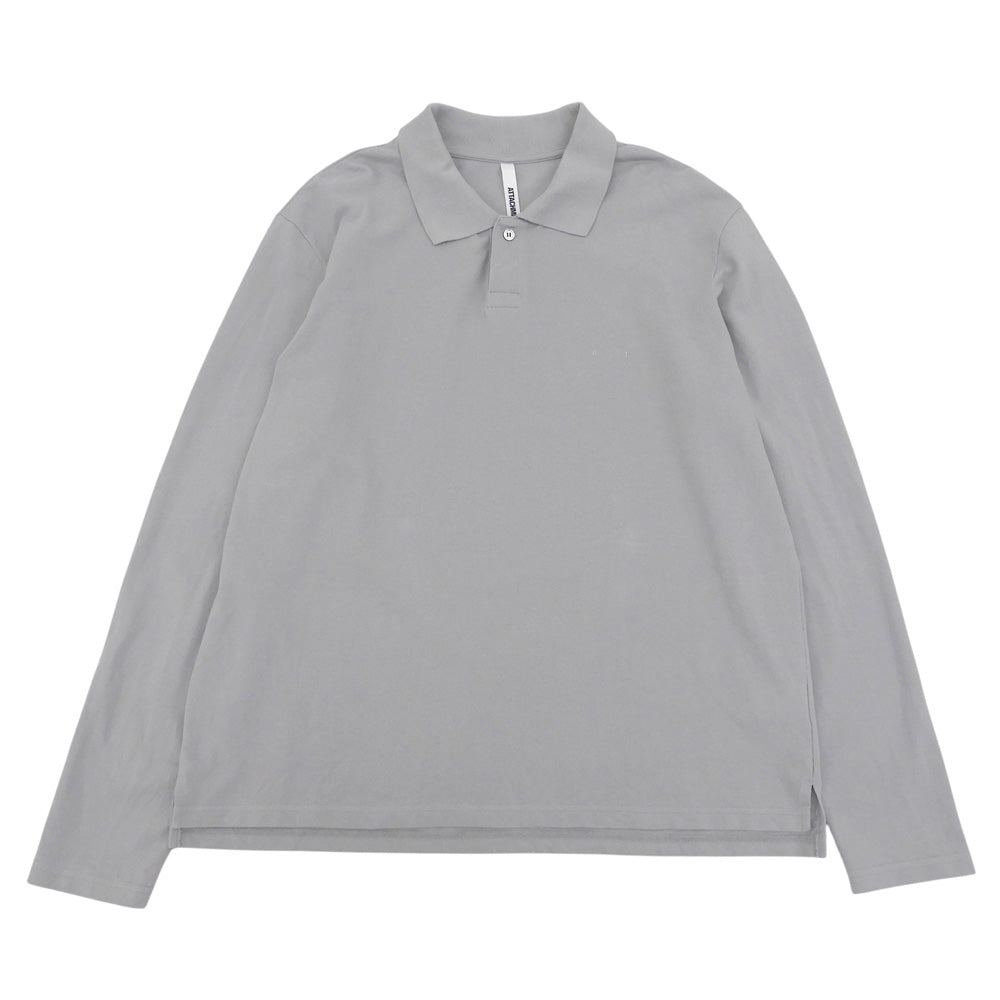 ATTACHMENT アタッチメント 美品 オーガニックコットン オリジナル鹿の子 ソフトピケ L/S ポロシャツ メンズ グレー 4 MCKZ0177086998 トップス