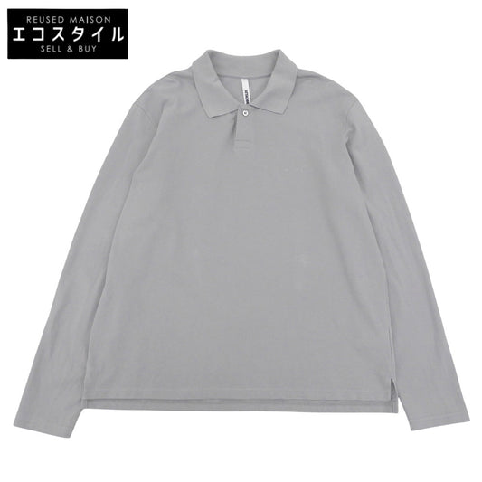 ATTACHMENT アタッチメント 美品 オーガニックコットン オリジナル鹿の子 ソフトピケ L/S ポロシャツ メンズ グレー 4 MCKZ0177086998 トップス