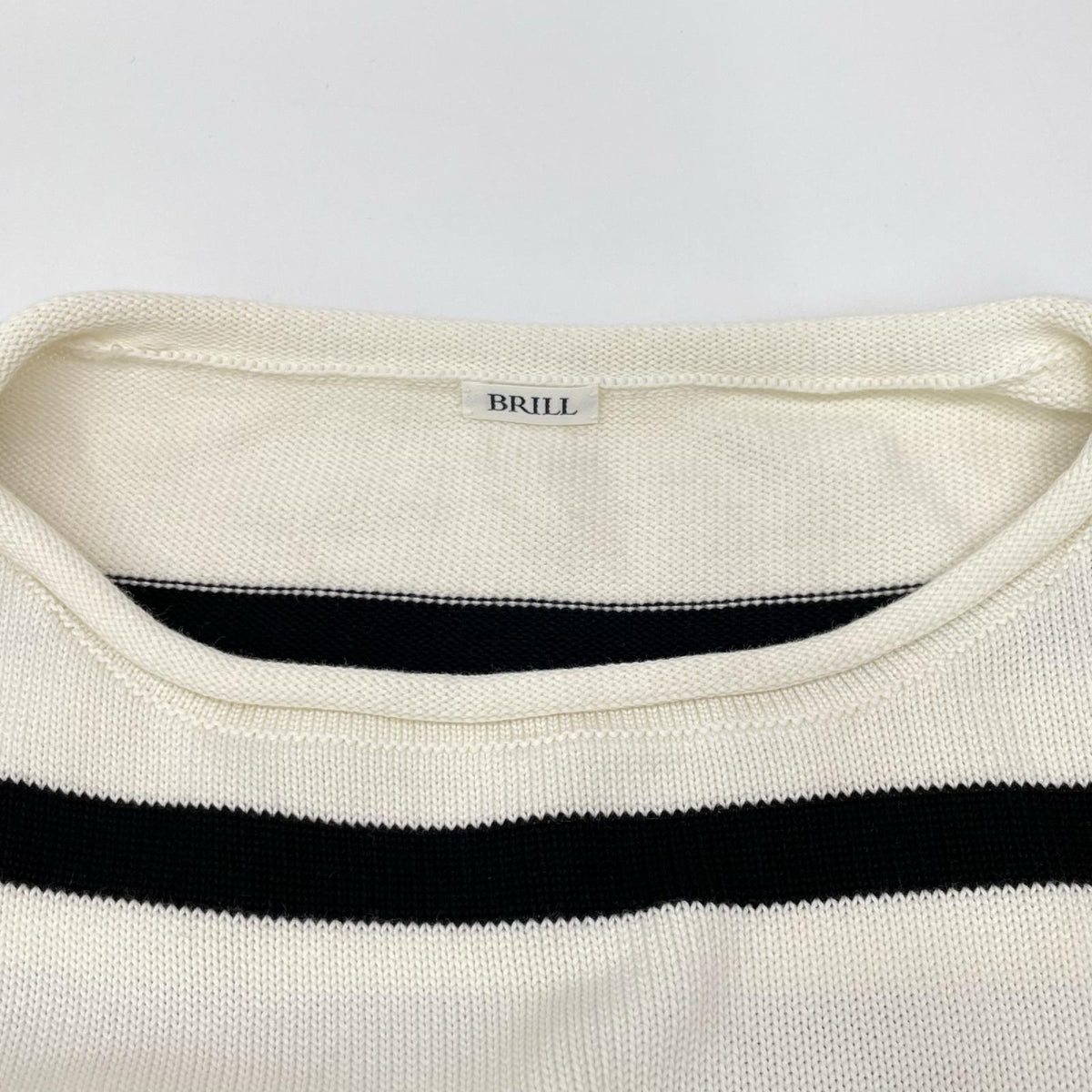 BRILL ブリル 25年製 BR25SS6036 ホワイト×ブラック ボーダー ギザコットンリラックスプルオーバー トップス
