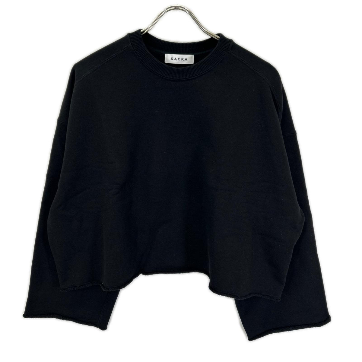 SACRA サクラ ブラック プレミアム フリース クロップド トップ トップス