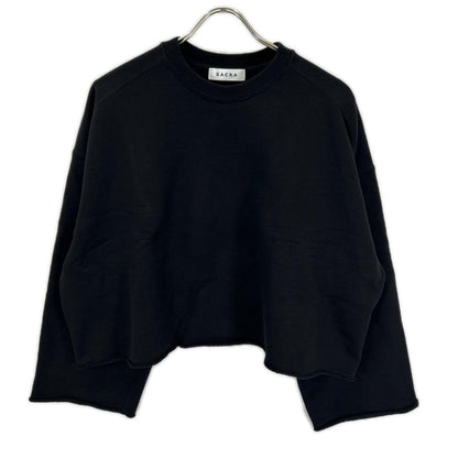 SACRA サクラ ブラック プレミアム フリース クロップド トップ トップス