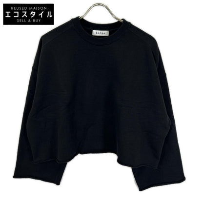 SACRA サクラ ブラック プレミアム フリース クロップド トップ トップス