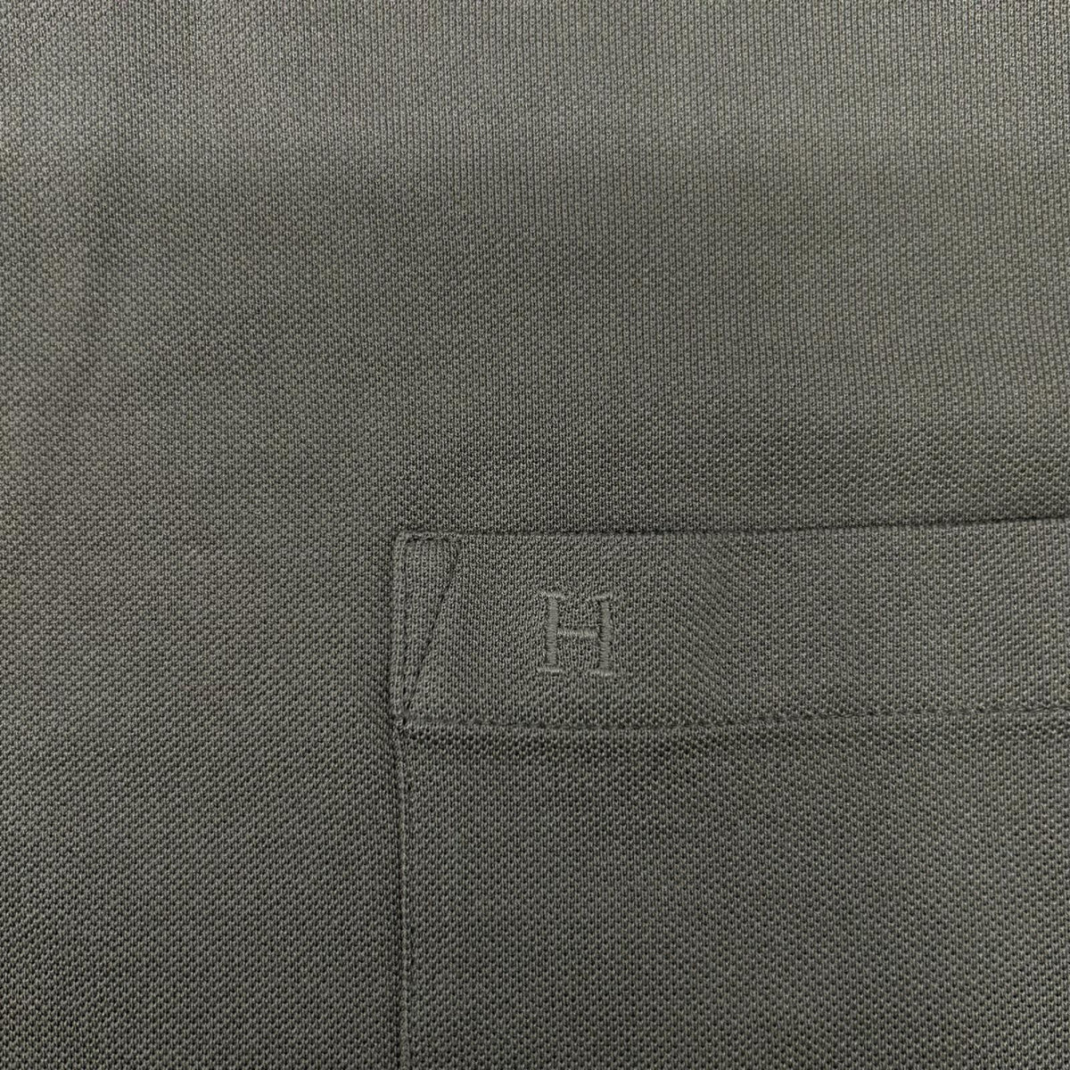 HERMES エルメス H667830HA トゥルブ/カーキ コットン ラウンドネック H刺繍 サドルステッチ Tシャツ トップス