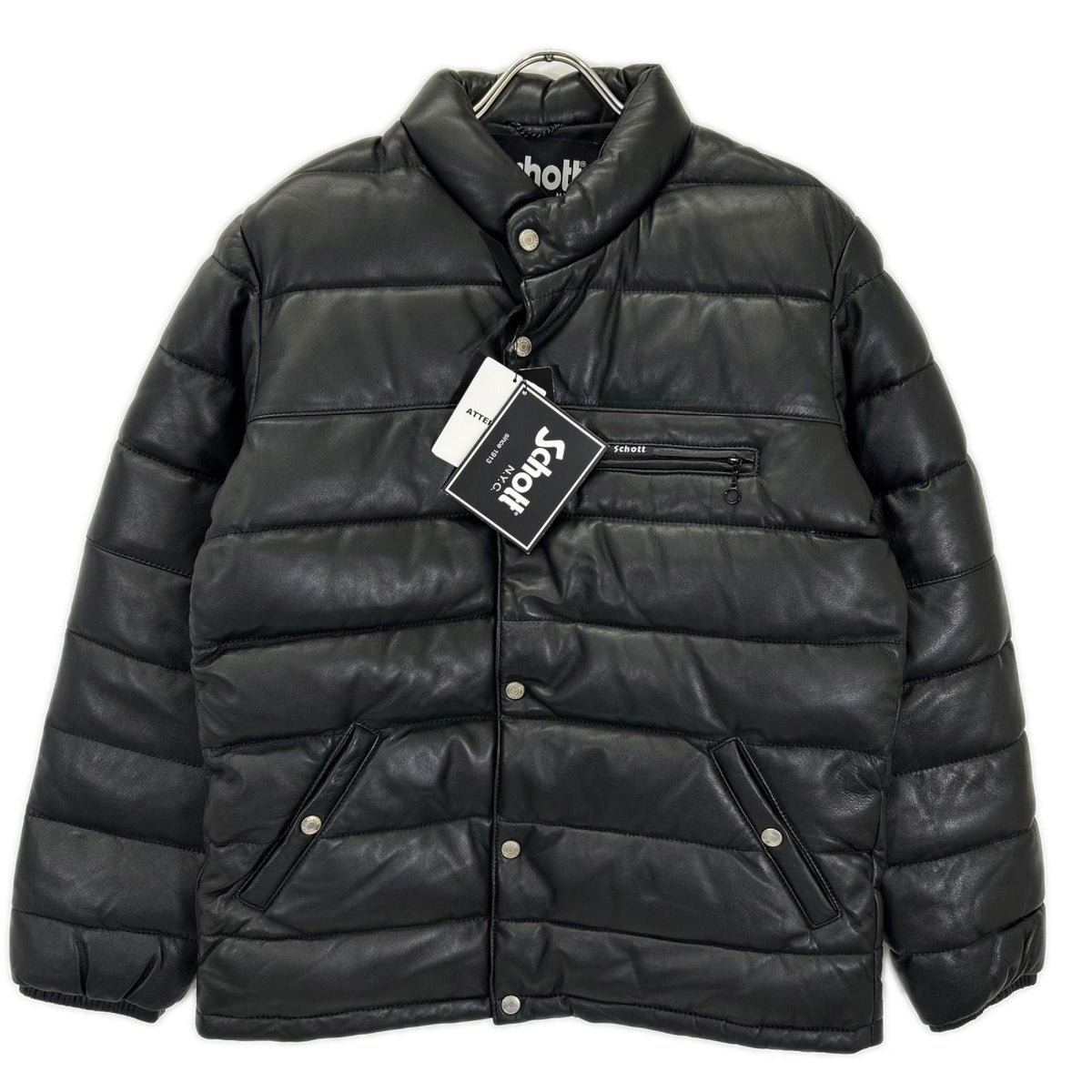 schott ショット 3171058 ブラック シープスキン レザーダウンジャケット ジャケット
