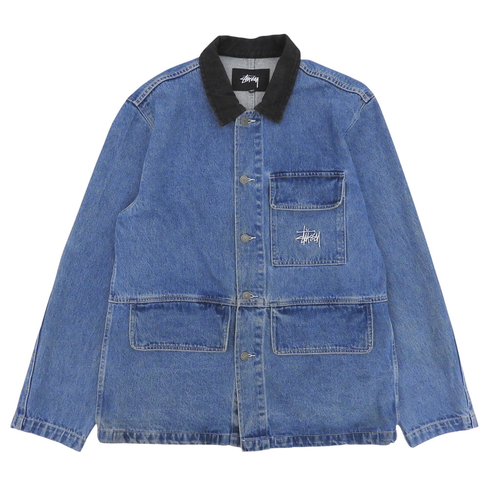 stussy ステューシー Denim Chore Coat 刺繍ロゴ デニムジャケット メンズ ブルー ブラック M ジャケット