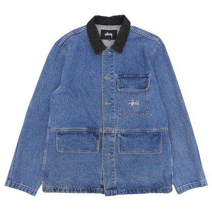 stussy ステューシー Denim Chore Coat 刺繍ロゴ デニムジャケット メンズ ブルー ブラック M ジャケット