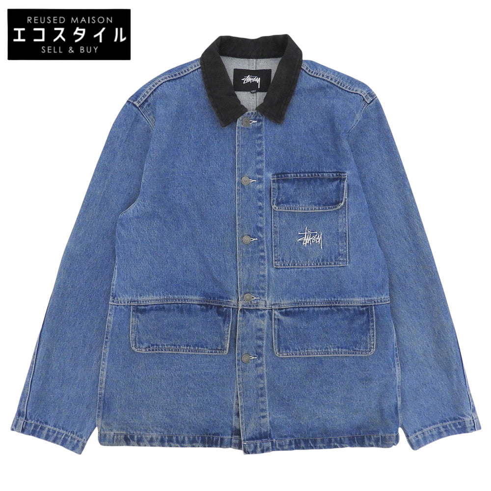 stussy ステューシー Denim Chore Coat 刺繍ロゴ デニムジャケット メンズ ブルー ブラック M ジャケット
