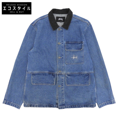 stussy ステューシー Denim Chore Coat 刺繍ロゴ デニムジャケット メンズ ブルー ブラック M ジャケット