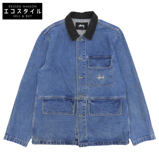 stussy ステューシー Denim Chore Coat 刺繍ロゴ デニムジャケット メンズ ブルー ブラック M ジャケット