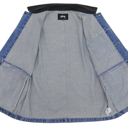 stussy ステューシー Denim Chore Coat 刺繍ロゴ デニムジャケット メンズ ブルー ブラック M ジャケット