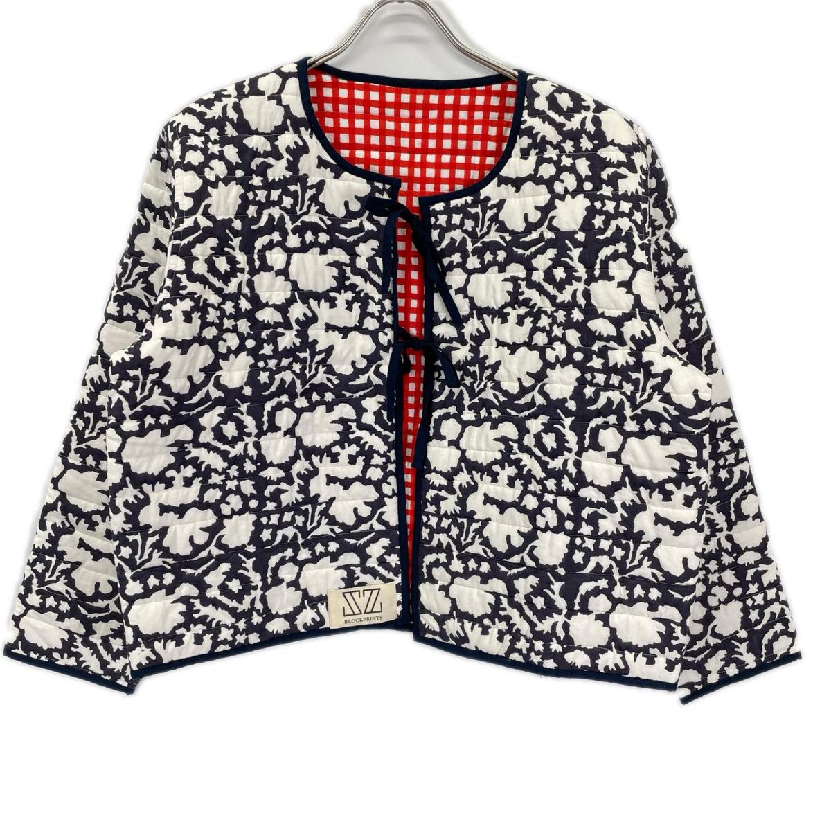 SZ Blockprints エスゼット ブロックプリント ネイビー×レッド NILA&GINGHAM リバーシブルキルティングジャケット ジャケット