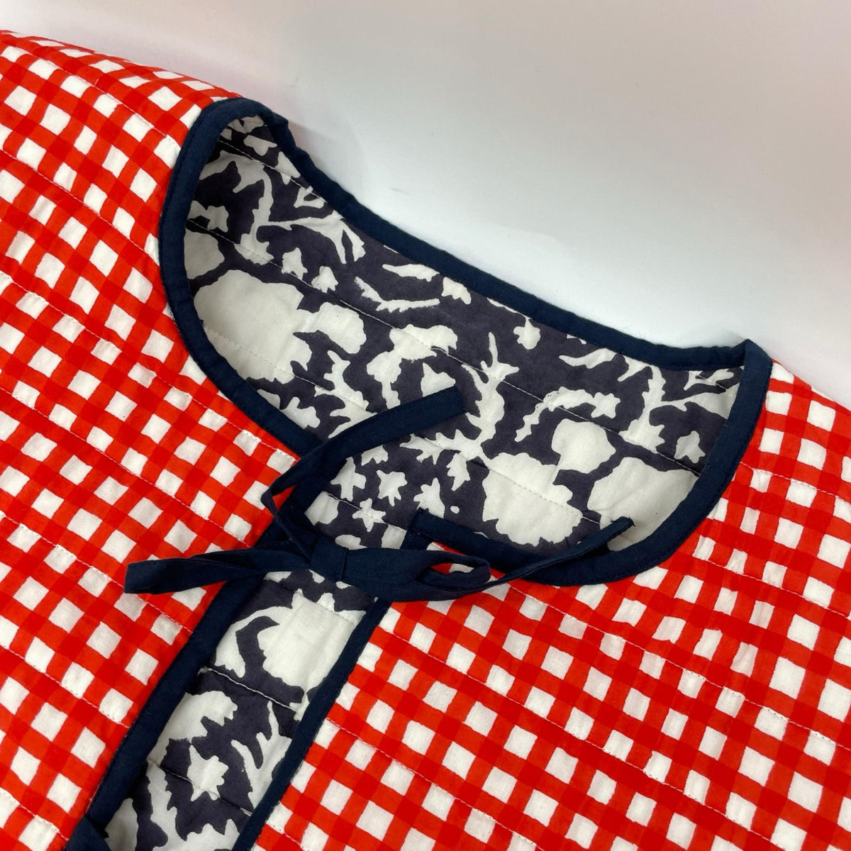 SZ Blockprints エスゼット ブロックプリント ネイビー×レッド NILA&GINGHAM リバーシブルキルティングジャケット ジャケット
