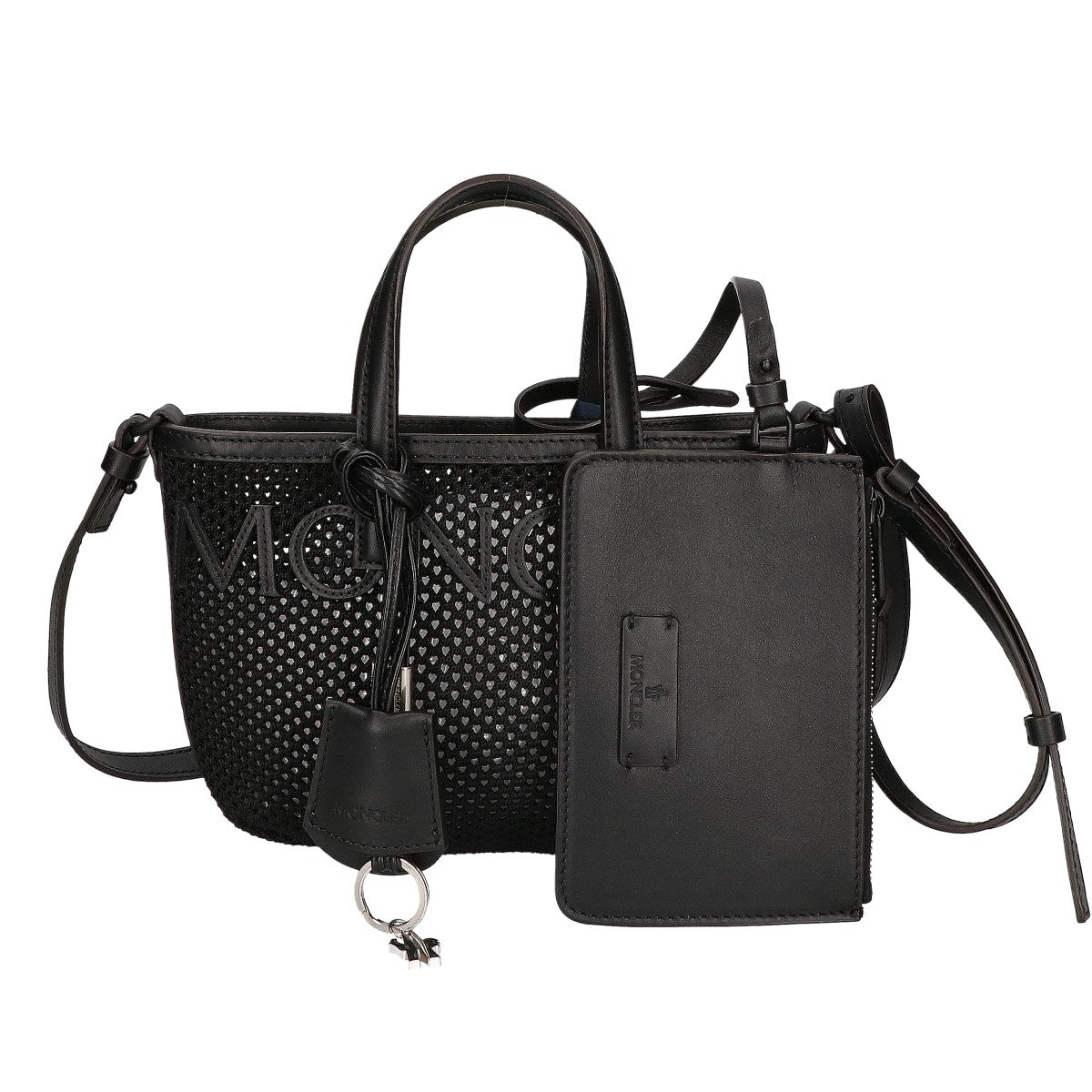 MONCLER モンクレール 新品同様 26SS VERY TOTE MICRO メッシュ x カーフレザー ロゴパッチ 2WAYショルダーバッグ トートバッグ