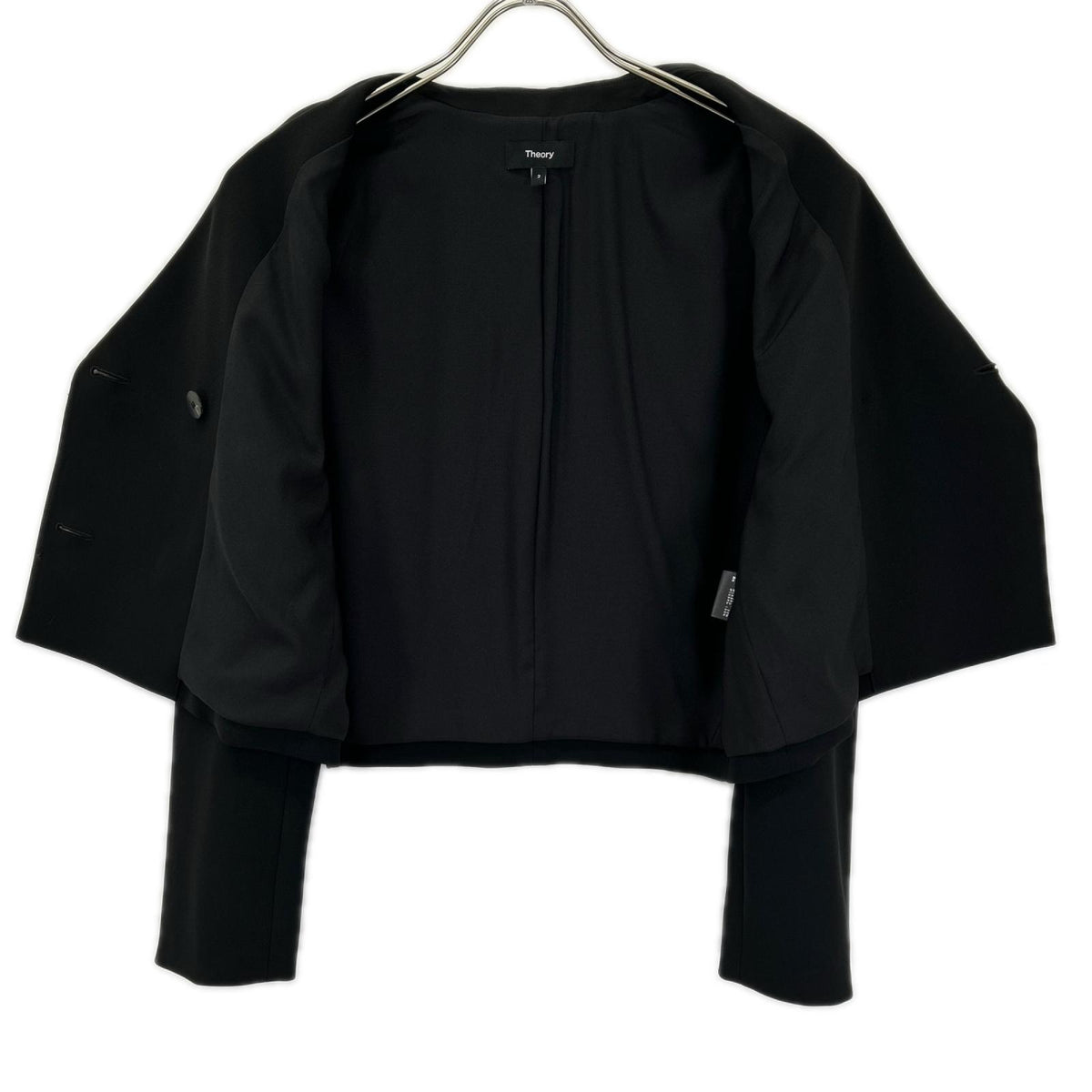 Theory セオリー 01-3304102 Admiral Crepe ブラック ダブルブレスト クロップドジャケット ジャケット