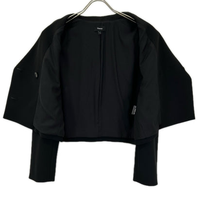 Theory セオリー 01-3304102 Admiral Crepe ブラック ダブルブレスト クロップドジャケット ジャケット