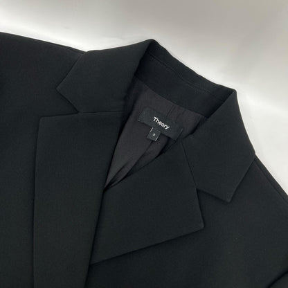 Theory セオリー 01-3304102 Admiral Crepe ブラック ダブルブレスト クロップドジャケット ジャケット