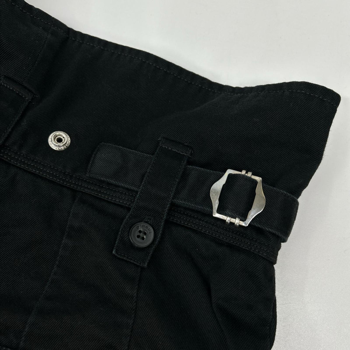 DIESEL ディーゼル ブラック コットン サイドスリット カットオフデザイン ランダムタック ハイウエストワイドパンツ ボトムス