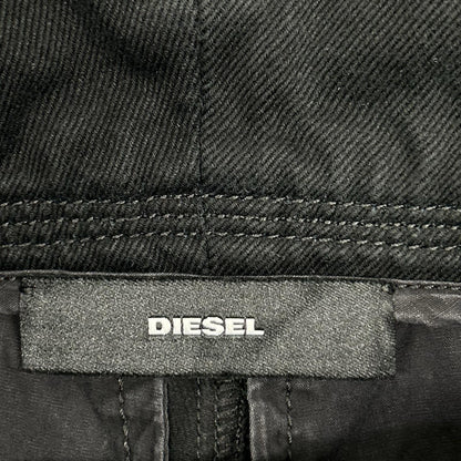 DIESEL ディーゼル ブラック コットン サイドスリット カットオフデザイン ランダムタック ハイウエストワイドパンツ ボトムス