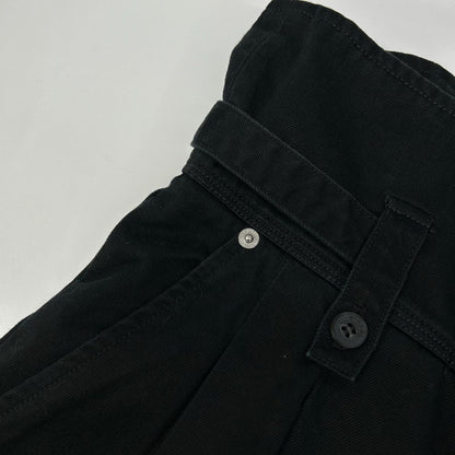 DIESEL ディーゼル ブラック コットン サイドスリット カットオフデザイン ランダムタック ハイウエストワイドパンツ ボトムス