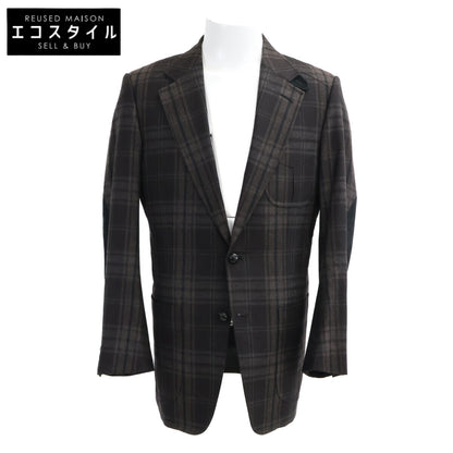 TOM FORD トムフォード チェック スエードエルボーパッチ レザークルミボタン テーラードジャケット ジャケット