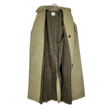 Honnete オネット HO-22AW CO16 カーキ コットン×ナイロン ダブルブレスト ベルテッド ロングトレンチコート コート