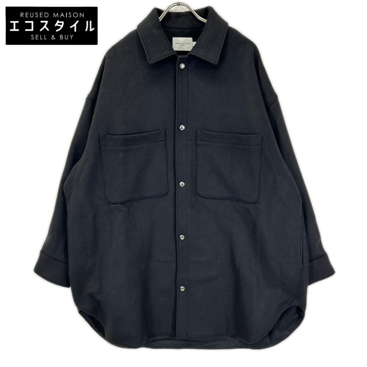 MAISON KITSUNE メゾンキツネ JM02158WM0020 ブラック ウールカシミヤ混 FULLY LINED TWO POCKET OVERSHIRT/シャツコート コート