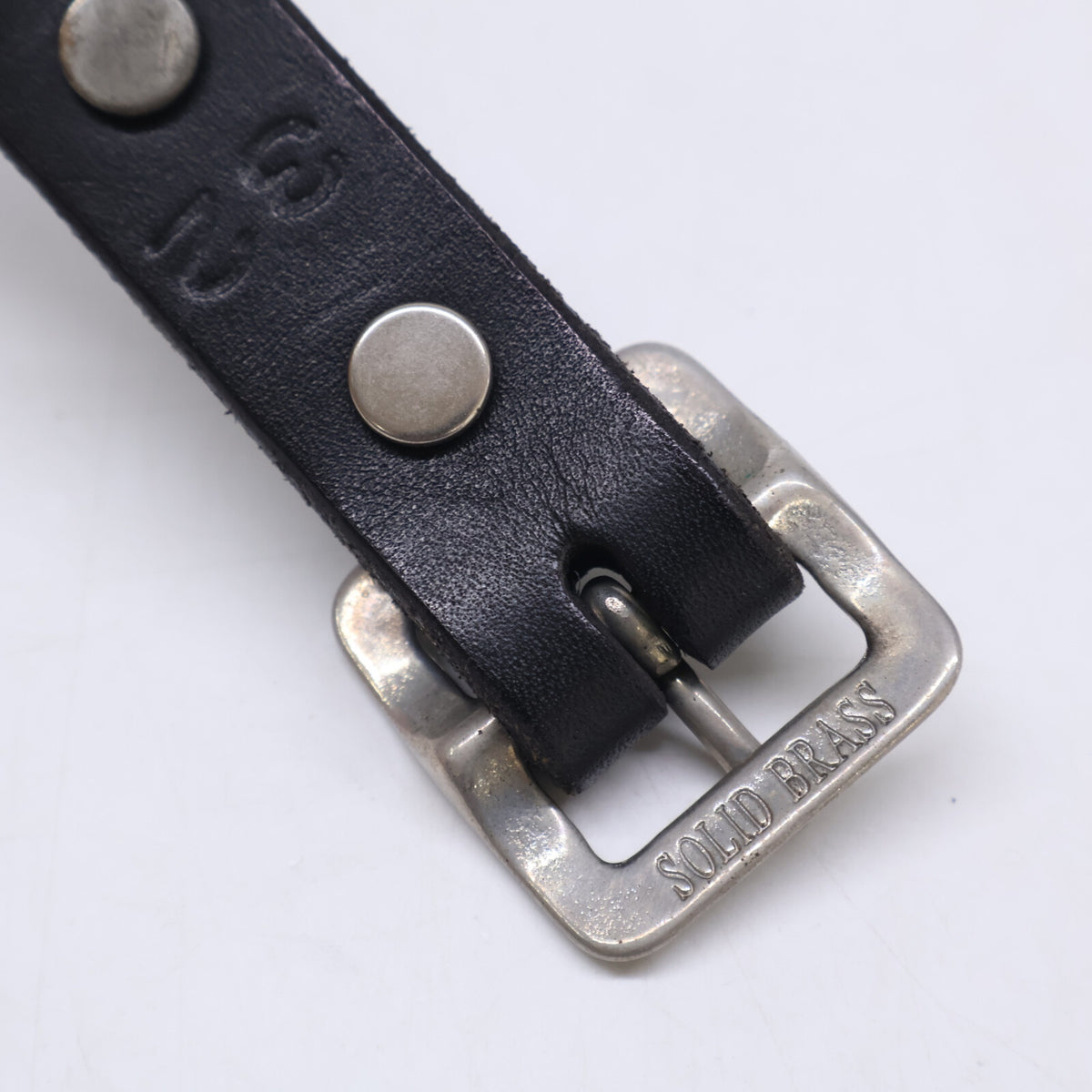 HTC エイチティーシー 【美品】Double Stud Belt ソリッドブラス ピラミッドスタッズ レザー ベルト
