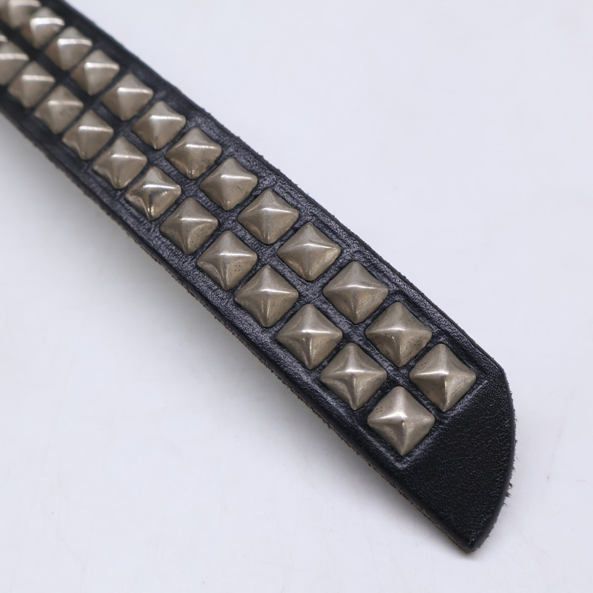 HTC エイチティーシー 【美品】Double Stud Belt ソリッドブラス ピラミッドスタッズ レザー ベルト