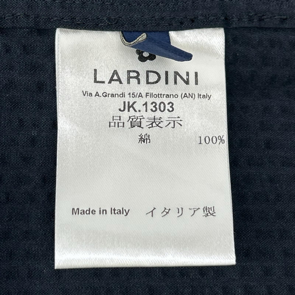 LARDINI ラルディーニ JK.1303 ブラック JVAMAJ コットン ブートニエール テーラードジャケット ジャケット
