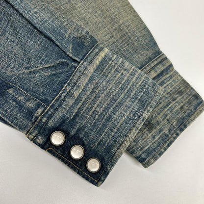 RRL ダブルアールエル MONTANA インディゴブルー コットン バンダナパッチワーク ダメージリペア加工 デニムウエスタンシャツ ジャケット