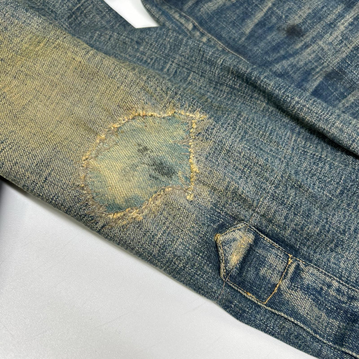 RRL ダブルアールエル MONTANA インディゴブルー コットン バンダナパッチワーク ダメージリペア加工 デニムウエスタンシャツ ジャケット
