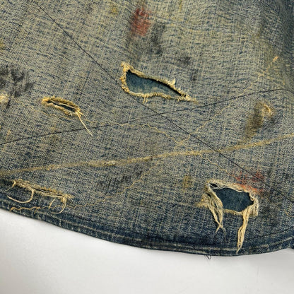 RRL ダブルアールエル MONTANA インディゴブルー コットン バンダナパッチワーク ダメージリペア加工 デニムウエスタンシャツ ジャケット