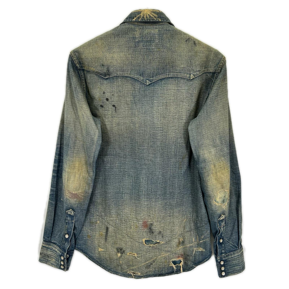 RRL ダブルアールエル MONTANA インディゴブルー コットン バンダナパッチワーク ダメージリペア加工 デニムウエスタンシャツ ジャケット