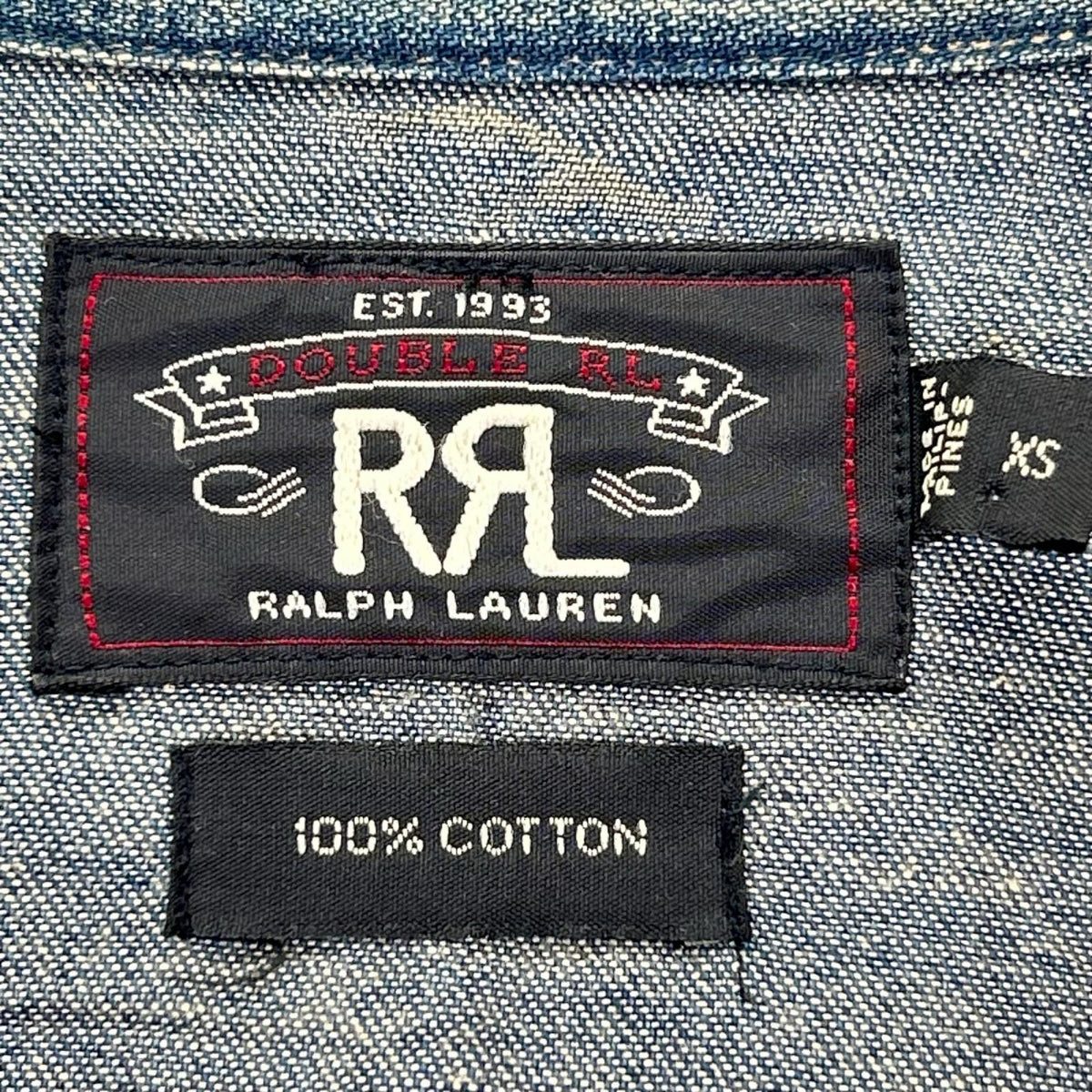RRL ダブルアールエル MONTANA インディゴブルー コットン バンダナパッチワーク ダメージリペア加工 デニムウエスタンシャツ ジャケット